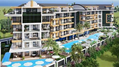 Appartement à vendre à Alanya Oba avec piscine et sauna, 1 ou 2 chambres — 9/22