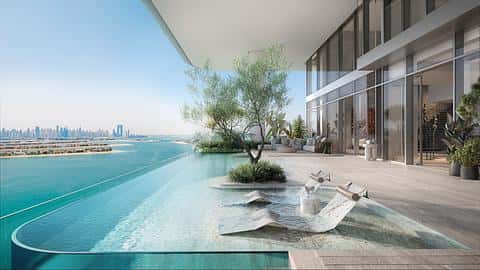 Duplekser med praktfull sjø- og byutsikt i Palm Jumeirah, Dubai — 9/13