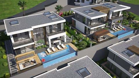Villa à vendre à Alanya Kargicak avec piscine et vue sur la mer — 5/36
