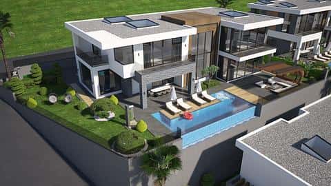 Villa à vendre à Alanya Kargicak avec piscine et vue sur la mer — 4/36