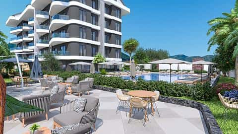 Apartament z basenem na sprzedaż w Alanya Oba, 1-2 sypialnie, Turcja — 5/13