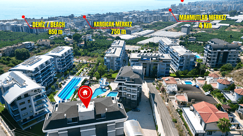Résidence 1+1 Vue Sur Mer à Vendre à Kargicak Alanya — 3/34
