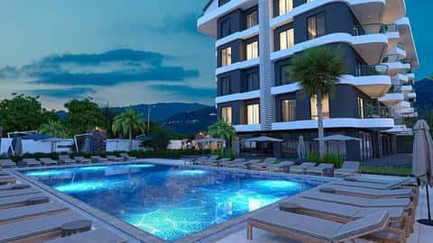 Apartament z basenem na sprzedaż w Alanya Oba, 1-2 sypialnie, Turcja — 9/13