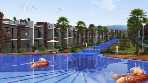 Apartamentos tipo estudio en un complejo con cascada en Esentepe, Chipre — 3/16