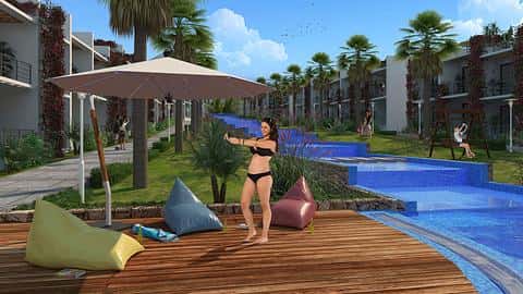 Apartamentos tipo estudio en un complejo con cascada en Esentepe, Chipre — 7/16