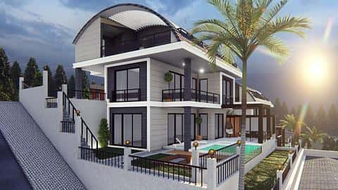 Villa avec vue sur la mer à Bektas, Alanya avec 2-3 chambres à vendre — 4/17