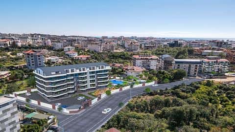Apartament z basenem na sprzedaż w Alanya Oba, 1-2 sypialnie, Turcja — 3/13