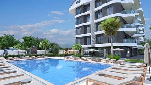 Apartament z basenem na sprzedaż w Alanya Oba, 1-2 sypialnie, Turcja — 7/13