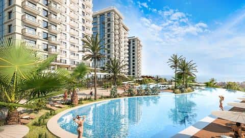 Appartement à vendre à Alanya Mahmutlar : 1-4 chambres, vue sur la piscine et la mer — 4/20