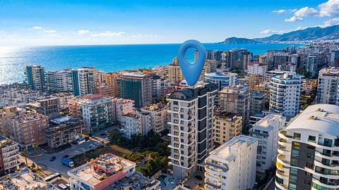 Appartement 1+1 Vue Sur Mer à Vendre au Centre de Mahmutlar Alanya — 1/22