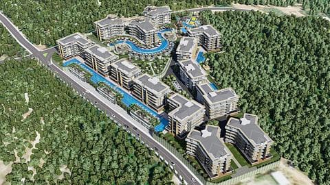 Apartamenty z widokiem na morze na sprzedaż w Kestel, Alanya z basenami i 1-3 sypialniami — 1/19