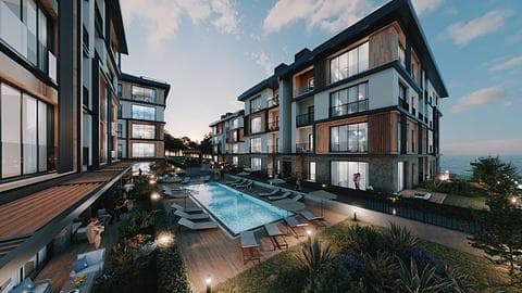 Achetez un appartement de 2 à 5 chambres à Buyukcekmece avec vue sur la mer — 1/24