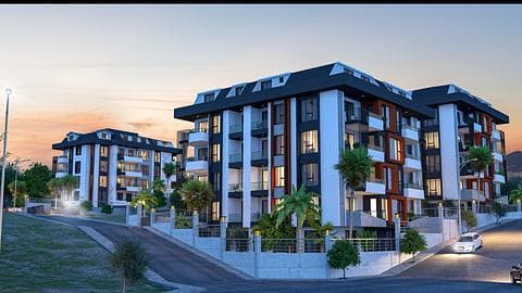 Alanya, Hasbahce : Sécurisez votre citoyenneté avec un appartement de 2 ou 4 chambres au bord de la piscine — 1/7