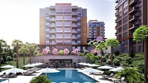 Appartements Istanbul Basaksehir avec piscine et stationnement extérieur - 2 et 3 chambres disponibles à la vente — 1/18